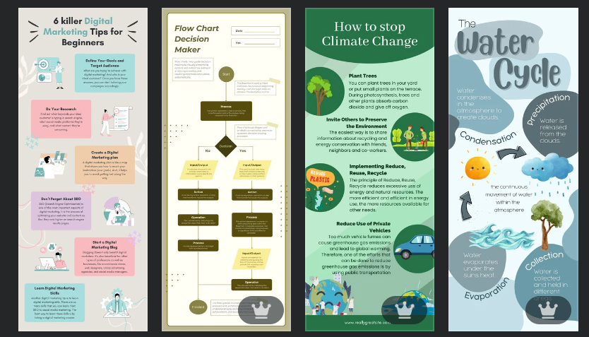 Examples of infographics from canva