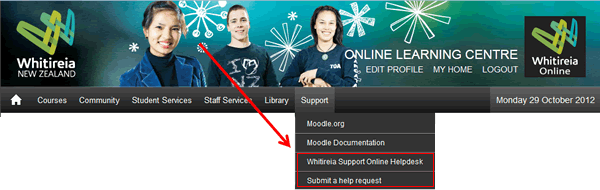 Whitireia Online Support links
